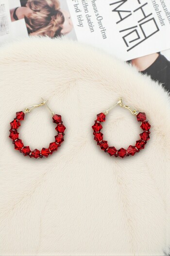 Furia Fire Loop Earrings – Stylish Model with Shining Red Stone Detail