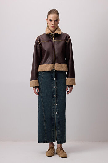 Touché Privé Faux Leather Biker Fur Coat