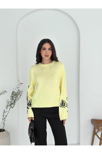 Jeevee Sleeve Embroidery Detailed Spanish Sleeve Knitwear Sweater