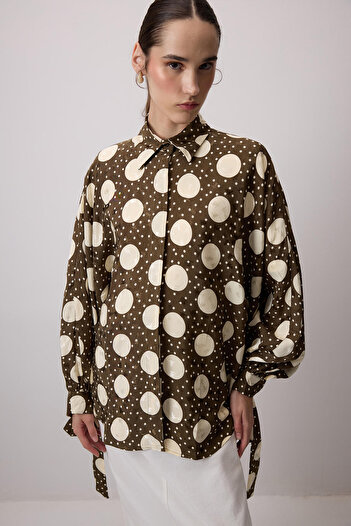 Touché Privé Polka Dots Patterned Balloon Sleeve Shirt