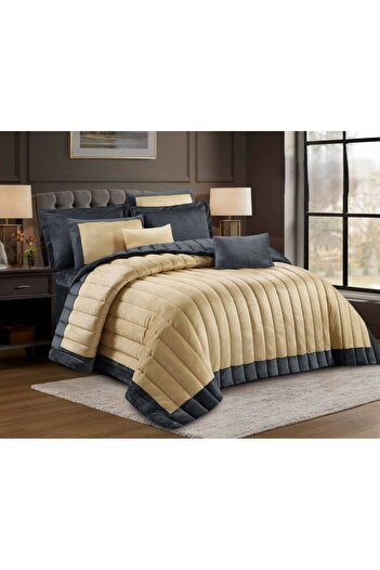 Al Saada Home Luxurious Velvet Winter Bedspread - 6 Pieces - Double Size