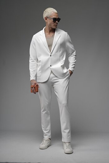 king brich Regular Fit Lycra Men's Blazer Top and Bottom Set