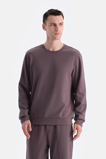 Dagi Light Brown Scuba Crew Neck Sweatshirt