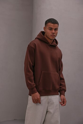GIA - ART Men's Oversize Sweatshirt Hoodie Chmp Summer Printed Brown – Hooded, 3 Thread, Kangaroo Pocket