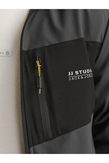 Jack & Jones Erkek Gri Jjtaylor Softshell Jacket Ceket 12259615-Asphalt