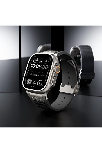 Generic Watch Band for Apple Watch Ultra 2 Band 49mm 45mm 44mm 42mm, Men Luxury Rugged Silicone Rubbe