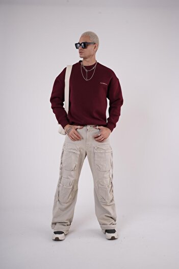 king brich Crew Neck Kingbrich Printed Oversize Fit Basic Sweatshirt