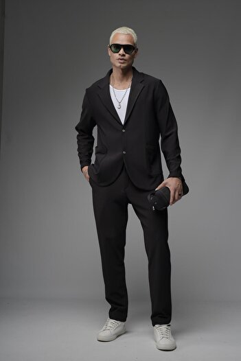 king brich Regular Fit Lycra Men's Blazer Top and Bottom Set
