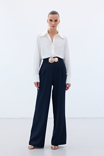 Sateen Accessory Pants - Navy Blue