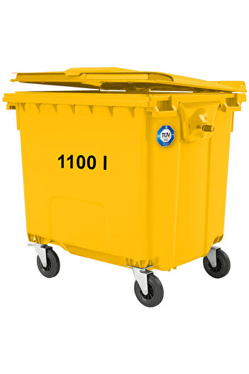 Other Kontener pojemnik na odpady śmieci komunalne PZH EN 840-2 DIN 1100L - żółty