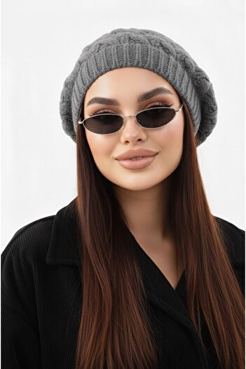 Goldmine Knitted Double Layer Painter Beret Gray