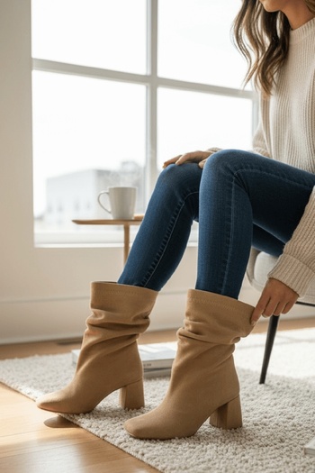 DİVOLYA Μπότες καθημερινής χρήσης Madamore Beige Suede με κορδόνια με χαμηλή μύτη (Ύψος τακουνιού 8 εκ.)