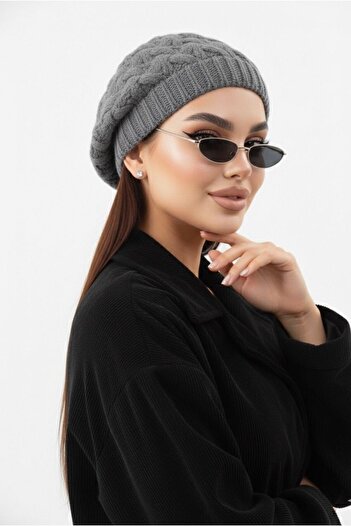 Goldmine Knitted Double Layer Painter Beret Gray