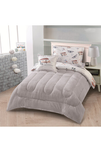 HOURS Horse Winter Children's Fur Bedspread with Velvet on Both Sides, Suitable for a Bed Size 120 x 200 cm, Consisting of 4 Pieces