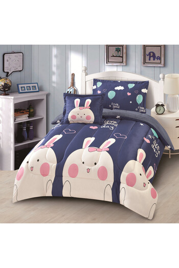 HOURS Horse Winter Children's Fur Bedspread with Velvet on Both Sides, Suitable for a Bed Size 120 x 200 cm, Consisting of 4 Pieces
