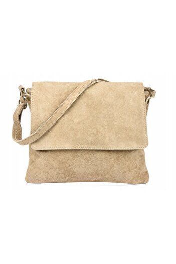 Other Italian women's suede messenger bag with a flap
