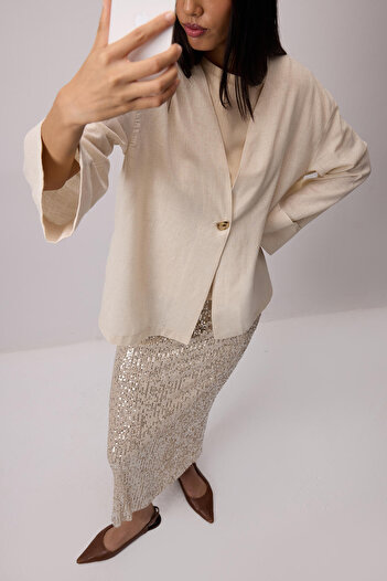 Touché Privé Chain Textured Buttoned Jacket