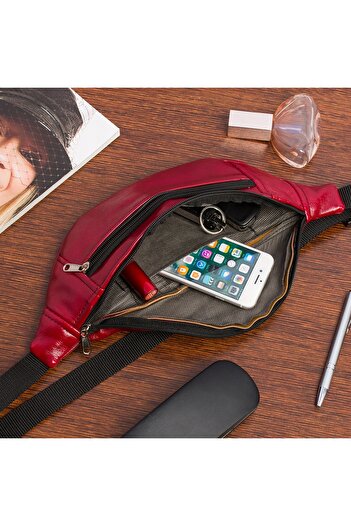 Other Men's waist bag, adjustable, -leather, smooth, elegant
