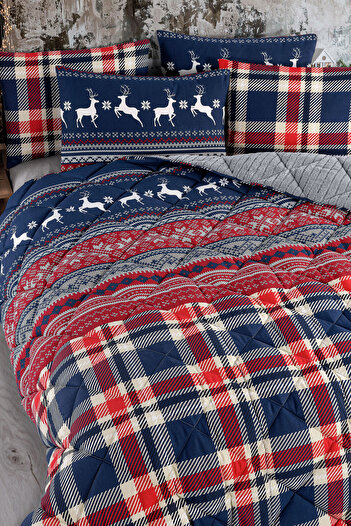 Otelonia Striped Jacquard Wellsoft Single Bed Set with Elastic Fitted Sheet, 3 Pieces, Geyik (Deer)