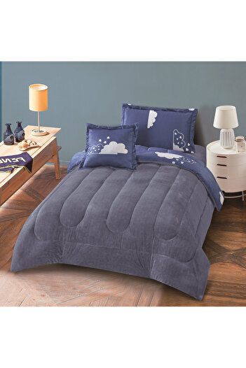 HOURS Horse Winter Children's Fur Bedspread with Velvet on Both Sides, Suitable for a Bed Size 120 x 200 cm, Consisting of 4 Pieces