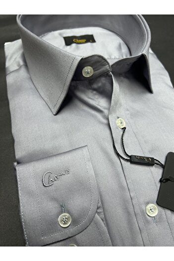 Chamis Slimfit Smoked Voile Satin Classic Collar Shirt