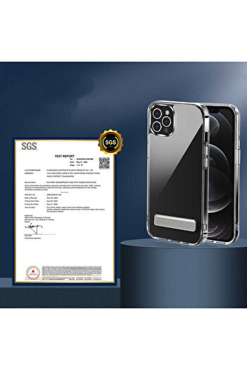 Aden iPhone 13 Pro Max Compatible Stand Transparent Silicone L-Stand Case-Colorless