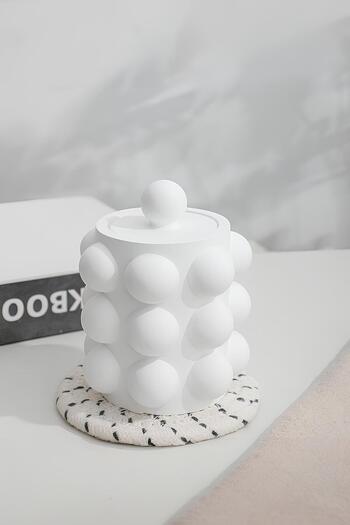 betonmall Handmade Bubble Concrete Jar with Lid |   Pen Holder, Spoon Holder, Toothbrush Holder, Organizer
