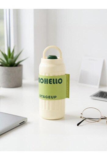 Shotay Fashion Steel Thermos Flask 460 ml Beige White - Sht-St-8097