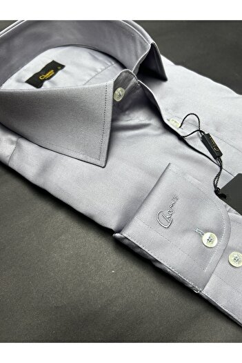 Chamis Slimfit Smoked Voile Satin Classic Collar Shirt