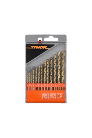 Sthor Metal Drill Bit Set, HSS Titanium, 2–8 mm, 13 Pieces, Increased Resistance