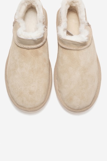 LuviShoes Γυναικεία μποτάκια NOVELLE από γνήσιο δέρμα και γούνα σε μπεζ σουέντ