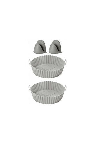 OEM 4-piece set, 2 silicone air fryer baskets and 2 gloves, 20.7 x 16.5 x 6.7 cm, silicone