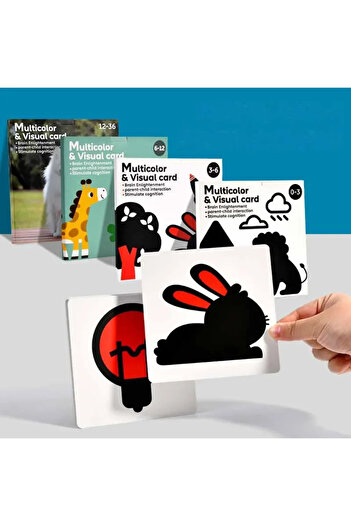 SARALMA Set 4 books for baby's visual stimulation, black, white, red and multi-colored images, 0-36 months