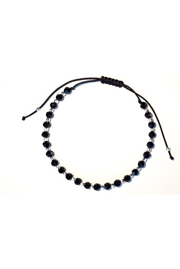 OEM Unisex handmade bracelet with AG 925 2.5mm and 4mm faceted black crystals