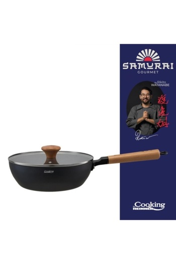 Heinner Professional Wok pan with lid, size 28 x 8 cm, non-stick coating, by Chef Rikito Watanabe
