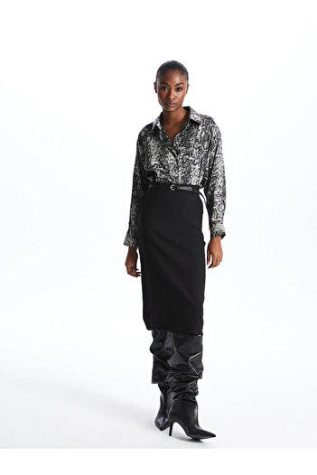 LC Waikiki Lcw Vision Black Belted Standard Fit Women's Skirt