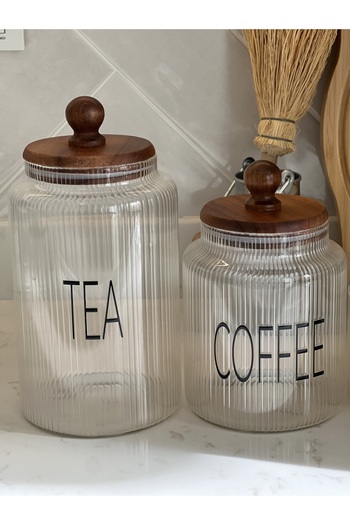 Sade Hediye 3-Piece Triple Luxury Line Glass Patterned Ball Handle Acacia Vacuum Lid Spice Set
