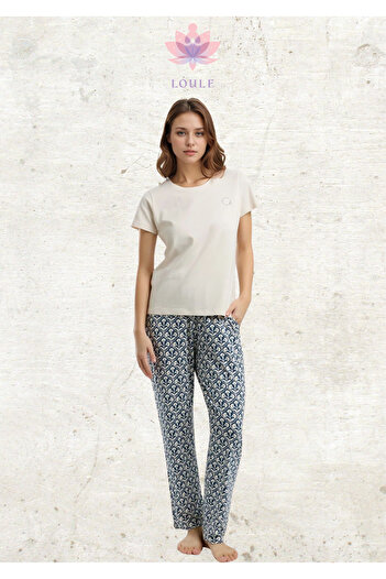 Loule Women's Clothing Short Sleeve Viscose Beige Pajama Set L1.Ar.321.2.001