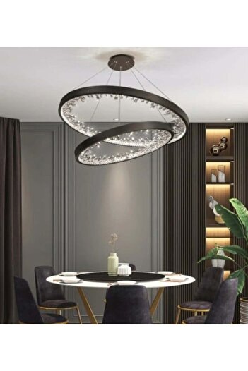 Humm Modern two-ring black chandelier
