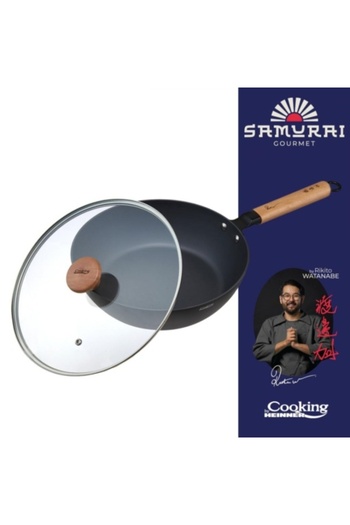 Heinner Professional Wok Pan with Lid, size 24 x 7.5 cm, non-stick coating, by Chef Rikito Watanabe