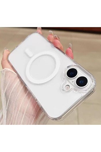 m.tk moveteck Apple iPhone 17 Compatible Transparent Magsafe Case Shock-Absorbing Hard Silicone, Camera Protection, Magnetic