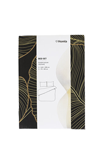 Other Bedding | GALLO | satin with black leaves | 160x200 + 2*70x80 cm | 811963