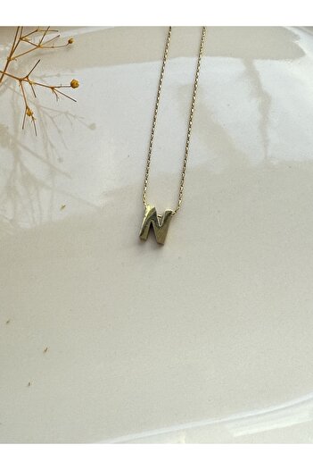 Blotch Stylish and Elegant Tiny N Letter Steel Necklace 0.90 cm
