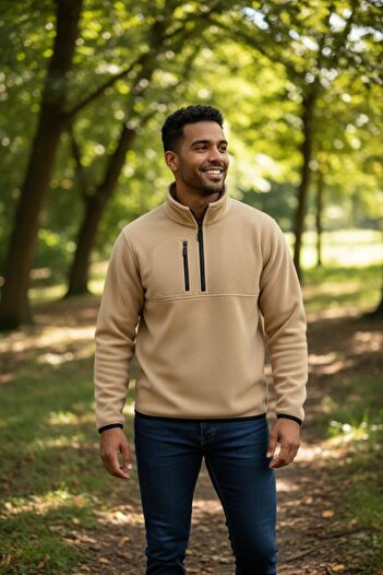 Gameyal 2 Pieces Men's Half-Zip Pocket Fleece Sweatshirt
