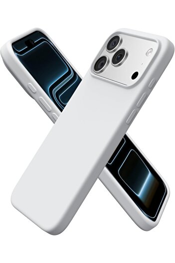 Joyshell Case for iPhone 17 Pro, Velvety SIlicone with Microfiber Interior, Light Gray
