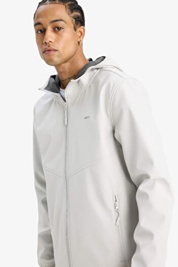 DeFacto Su İtici Softshell Polar Regular Fit Kapüşonlu Fermuarlı Mevsimlik Baharlık Yağmurluk