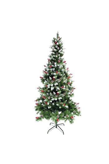 GOLD MARKET Artificial Christmas Tree, Snowy, 180 cm, decorated with Cones and Red Cranberries, 319 Branches, Dia