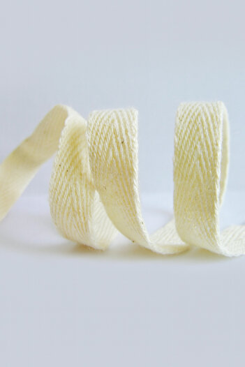 MiniStand 100% Cotton Herringbone Woven Flat Ribbon 1 cm – Natural Raw Color Fabric Ribbon 30 Meters