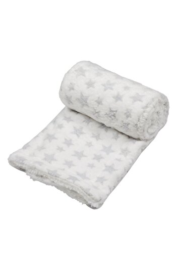 SHOPIENS Baby Blanket, Sherpa, Gray Stars, Size 100x75cm, MYONNA IT & E-COMMERCE ®