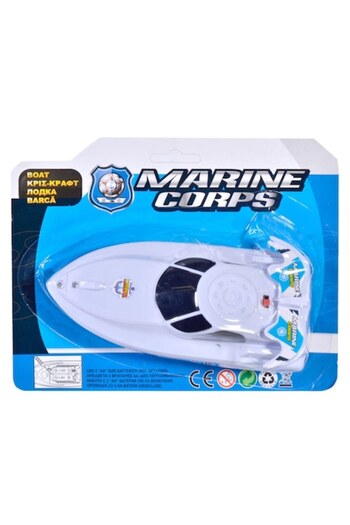 SHOPIENS Jucarie Barca de Curse, Marine Corps, Plastic, Alb, pentru Baieti, Varsta Recomandata 3+ Ani, MYONNA